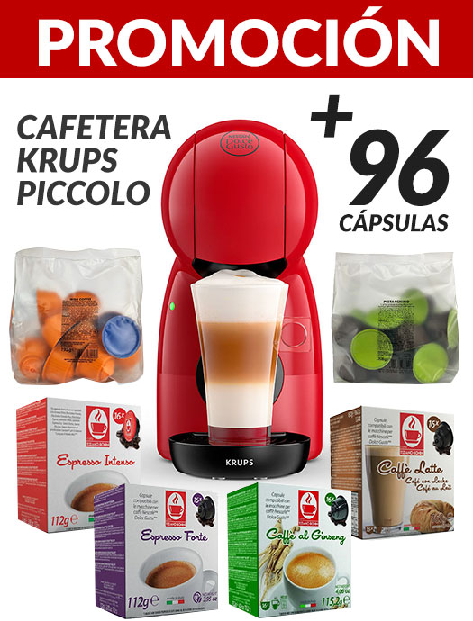 Cafetera Krups Piccolo Roja + 96 cápsulas